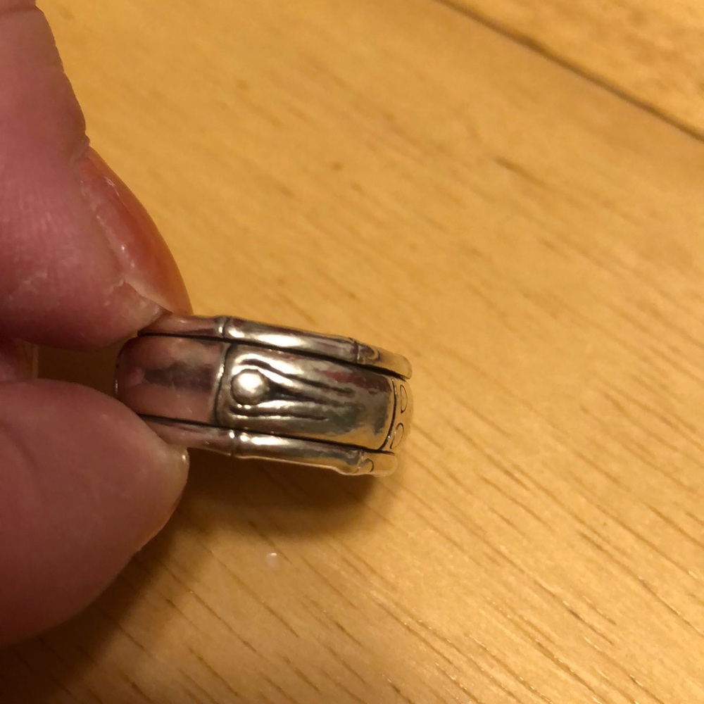 John Hardy Silver Textured Wide Bamboo Band Ring